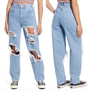 BDG High Rise Baggy Ripped Blue Jeans